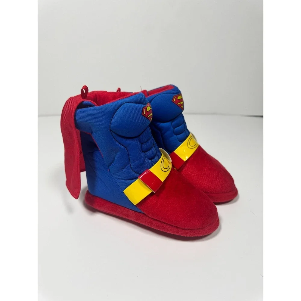 Superman Boys Shoes 9-10 Red‎ Royal Blue Round Toe Casual Slip On Caped Slipper